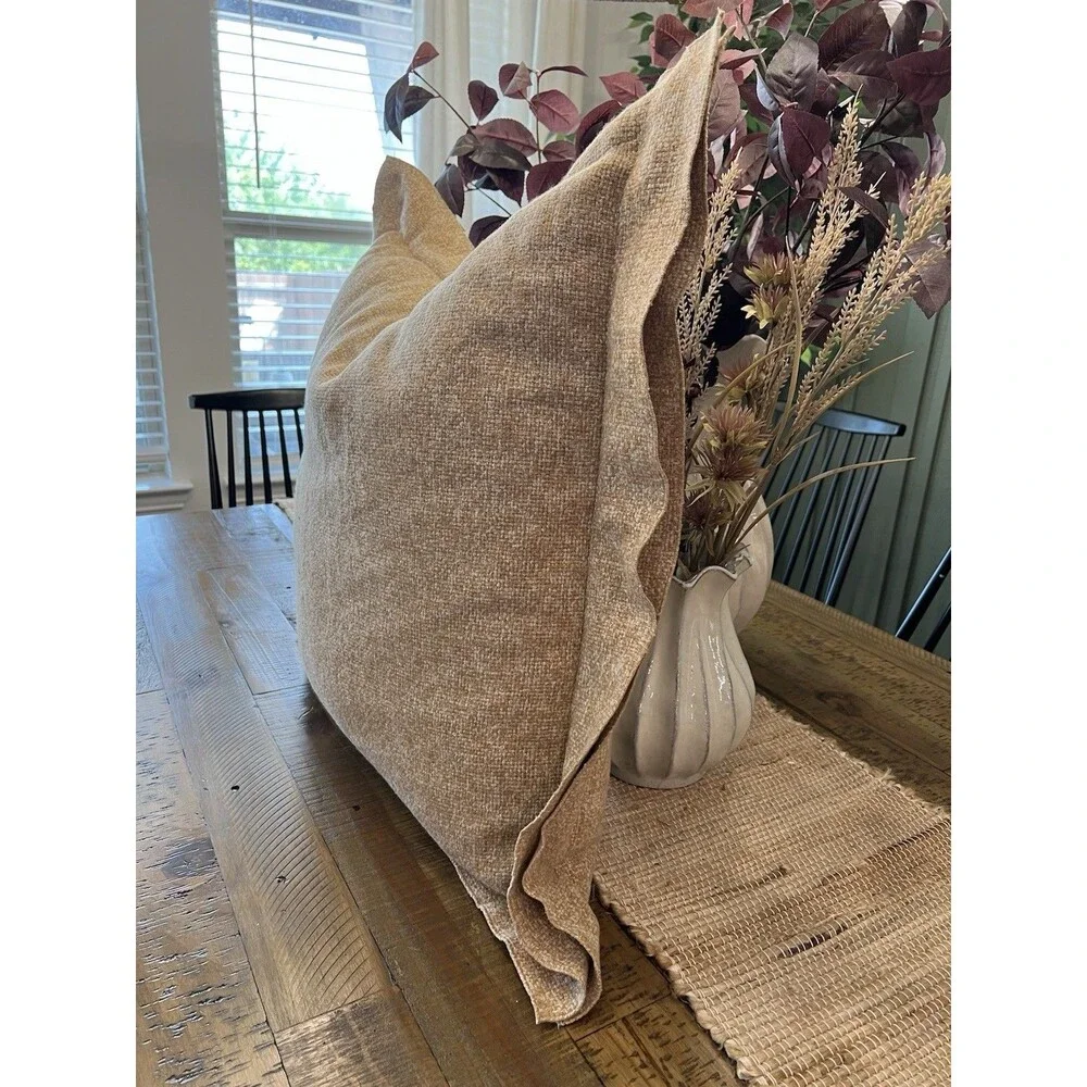 Oversized Square Throw Pillow Dark Tan/Cream Threshold w Studio McGee